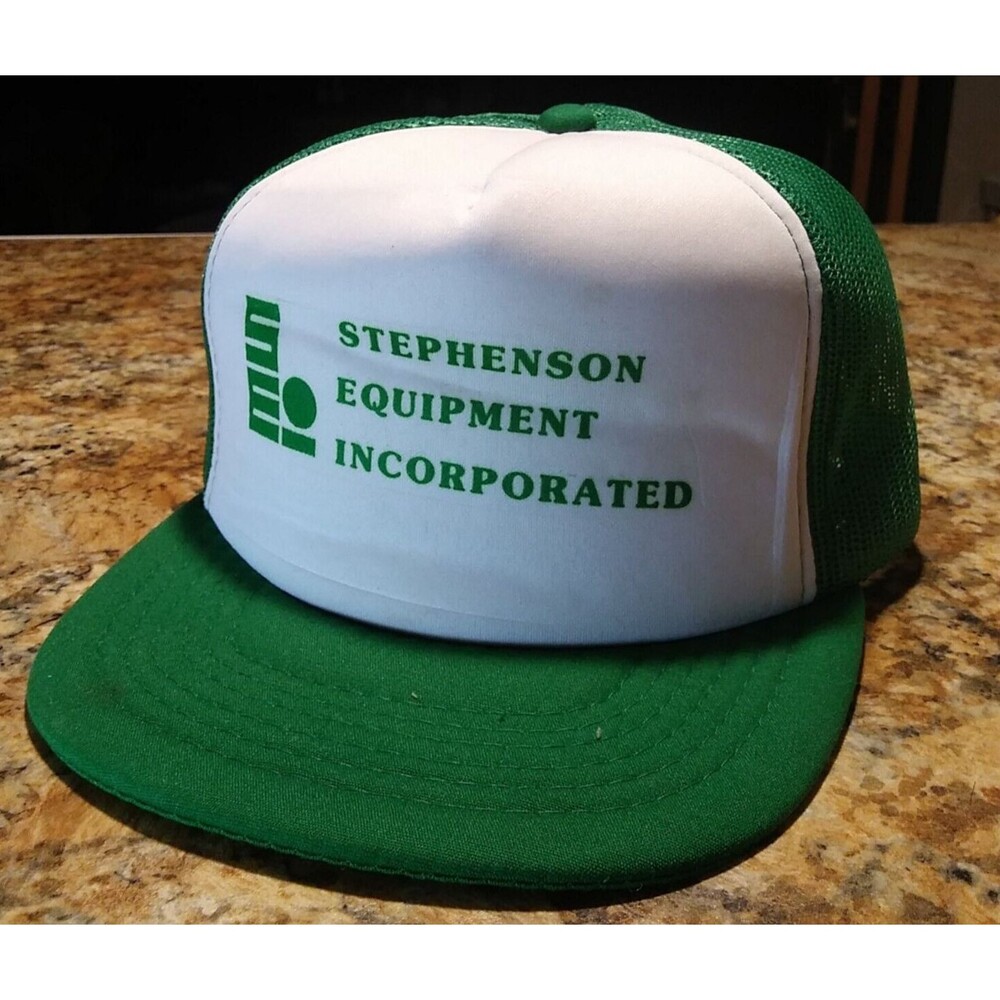 trucker cap snap back brim EXPRES CAPS brand Stephenson equipment incorporated